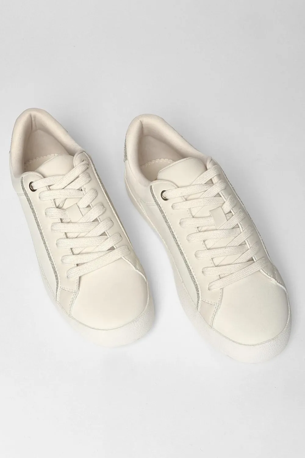 Quiz Trainers>Gold Faux Leather Glitter Trainers