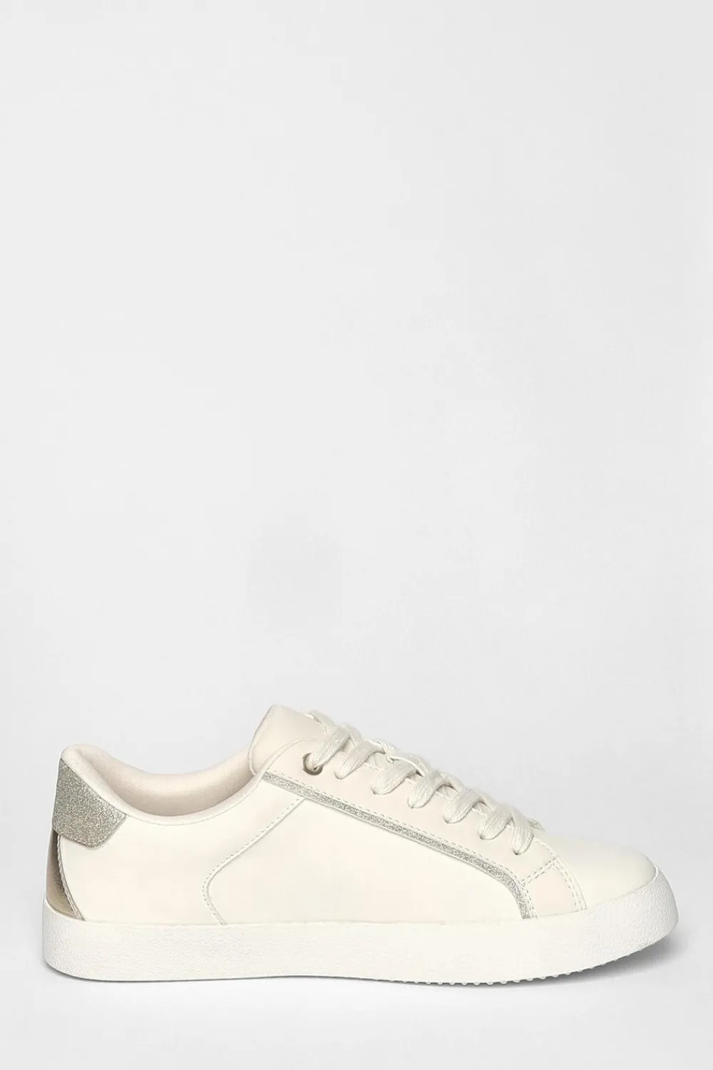 Quiz Trainers>Gold Faux Leather Glitter Trainers