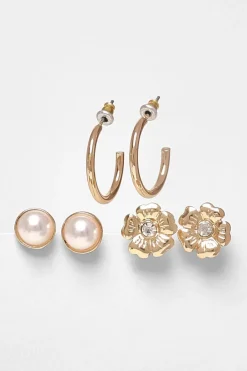 Quiz Jewellery Sets|Jewellery>Gold Floral Stud Earring Set