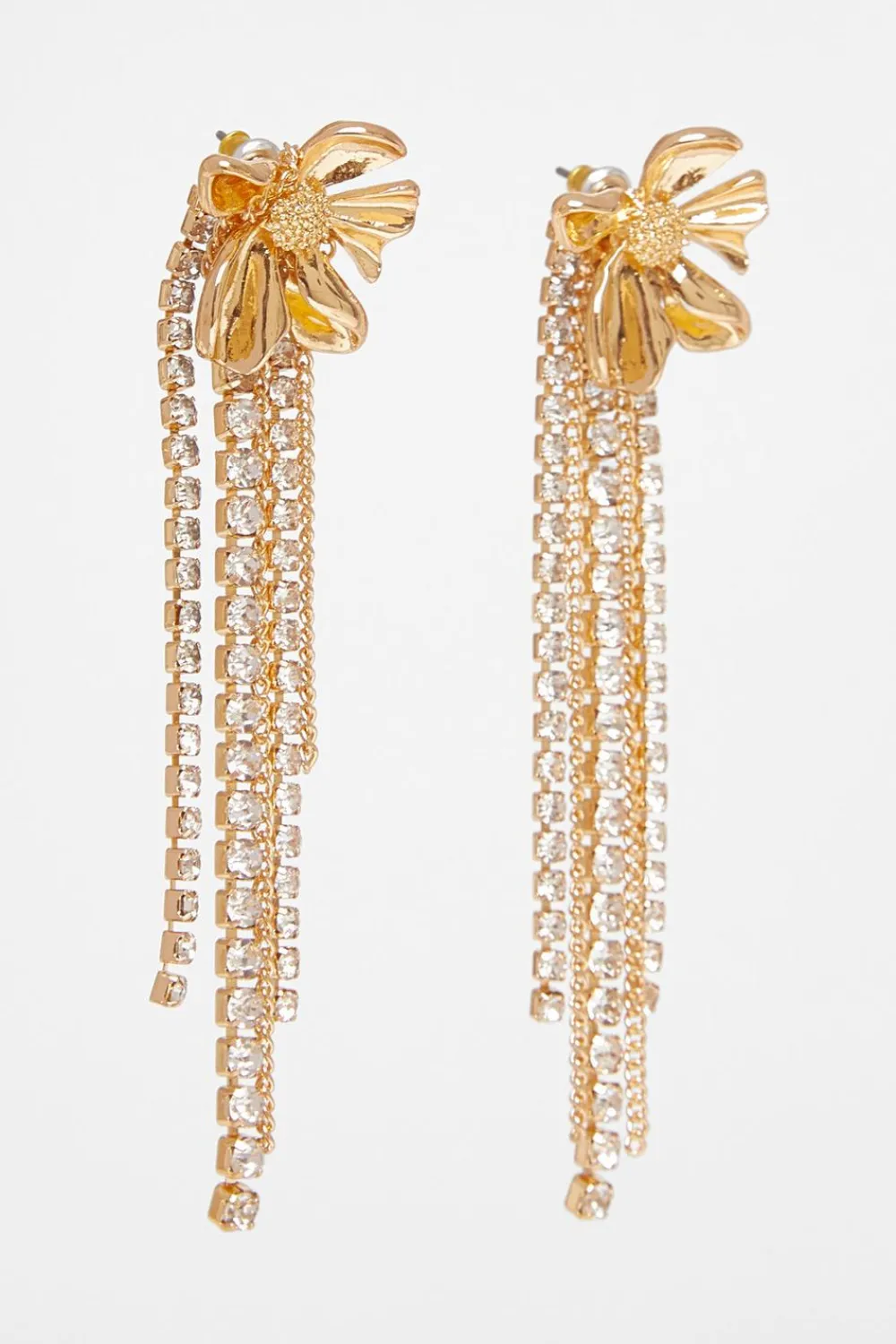 Quiz Wedding Accessories|Jewellery>Gold Flower Fringe Earrings