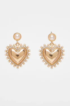 Quiz Jewellery|Holiday Accessories>Gold Heart Drop Earrings