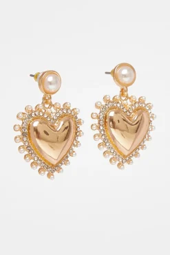 Quiz Jewellery|Holiday Accessories>Gold Heart Drop Earrings