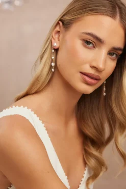 Quiz Wedding Accessories|Jewellery Sets>Gold Pearl Heart Earrings