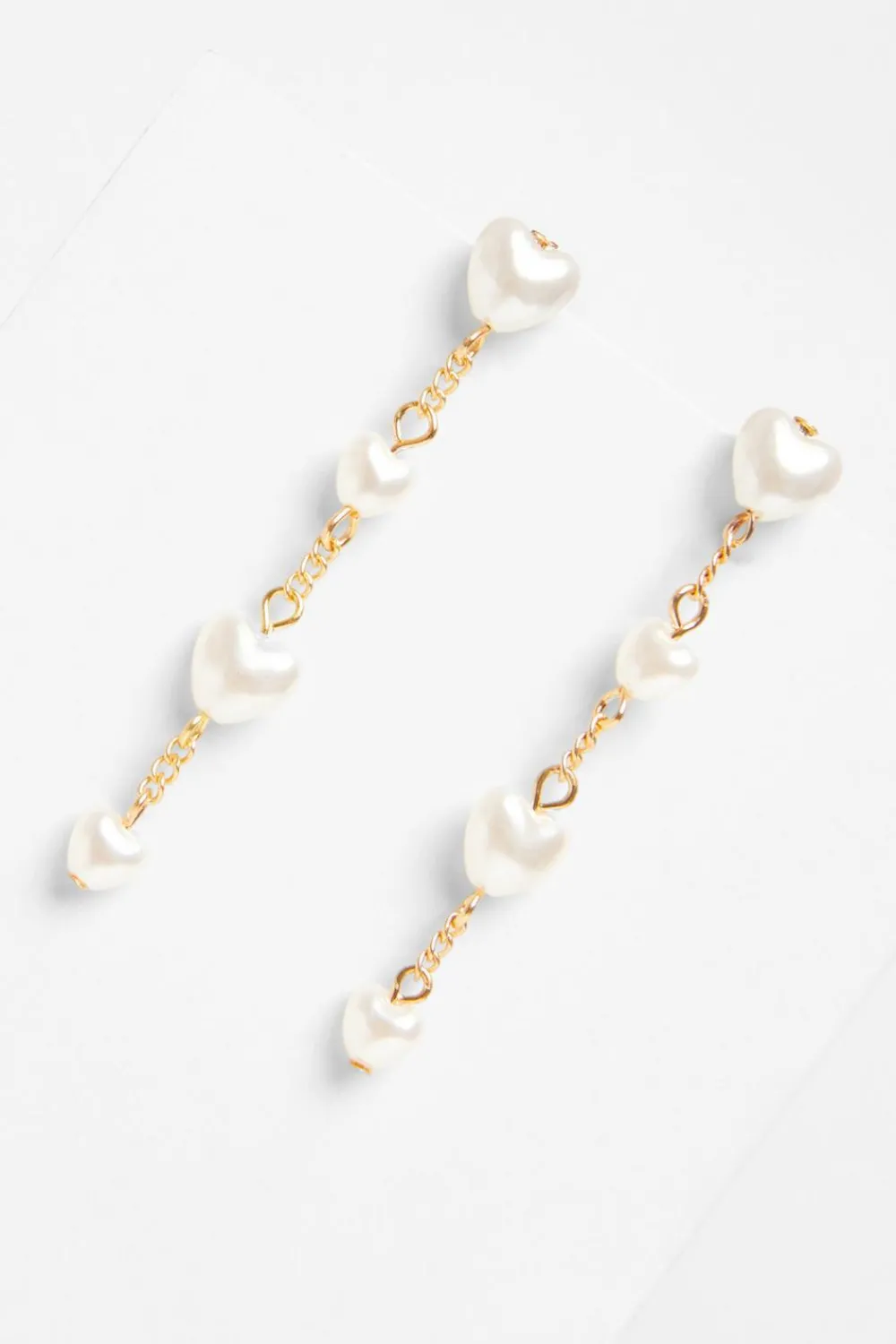 Quiz Wedding Accessories|Jewellery Sets>Gold Pearl Heart Earrings