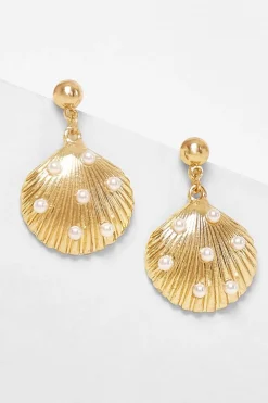 Quiz Jewellery|Holiday Accessories>Gold Shell Drop Earrings