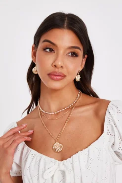 Quiz Jewellery|Holiday Accessories>Gold Shell Pendant Necklace