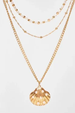 Quiz Jewellery|Holiday Accessories>Gold Shell Pendant Necklace