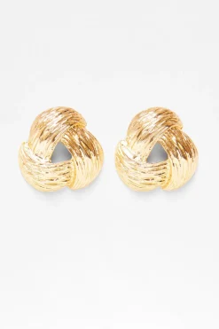 Quiz Jewellery|Earrings>Gold Textured Knot Stud Earrings