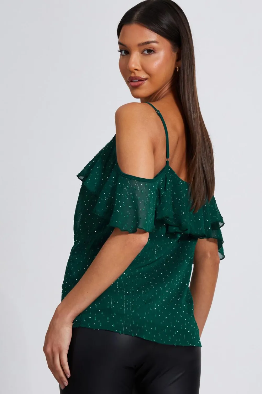 Quiz Going Out Tops|Tops>Chiffon Cold Shoulder Top