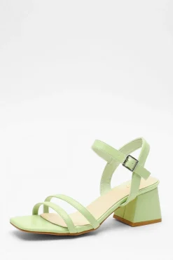 Quiz Shoe & Bag Sets|Occasion Shoes>Green Faux Leather Block Heel Sandal
