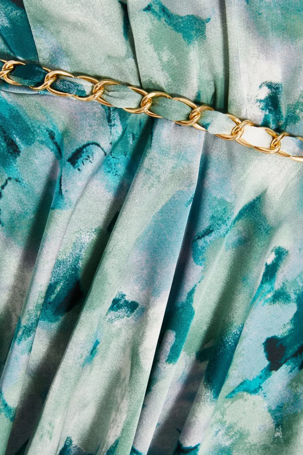 Quiz Summer Clothes|Holiday>Green Marble Print Tiered Skater Dress