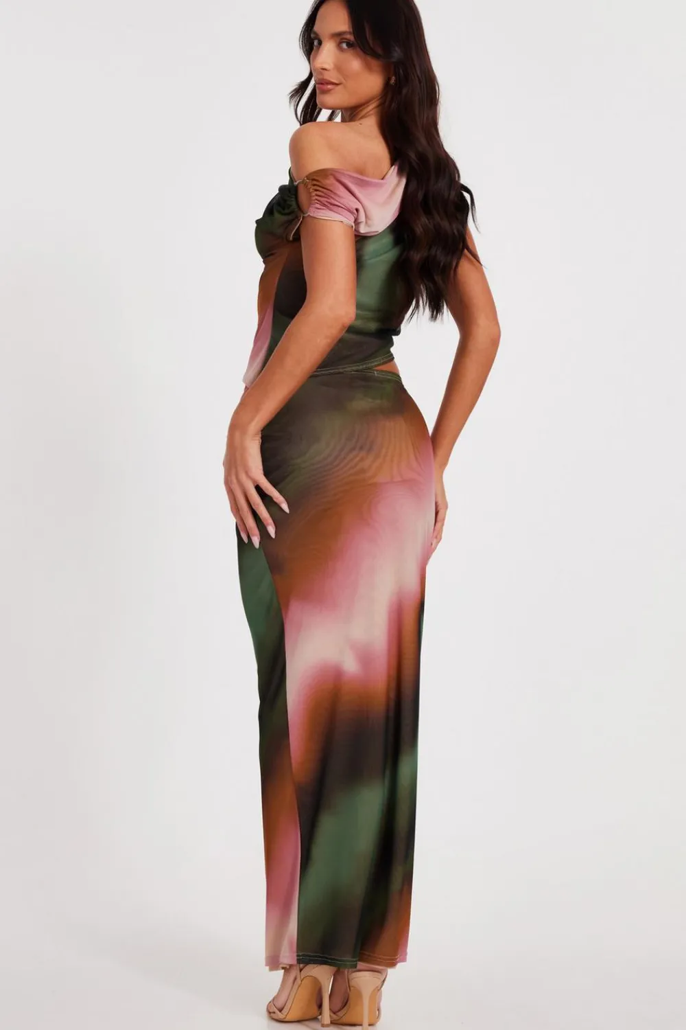 Quiz Summer Clothes|Skirts>Green Mesh Ruched Maxi Skirt