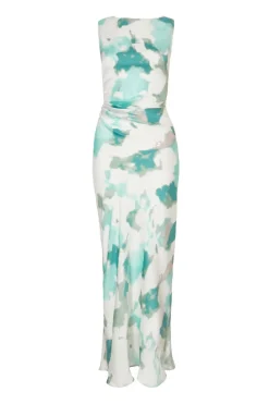 Quiz Evening Dresses|Day At The Races>Green Satin Marble Midaxi Dress