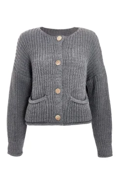 Quiz Knitwear|Casual Clothing>Grey Chunky Knit Cardigan