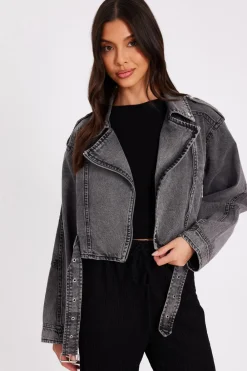 Quiz Jackets & Coats|Everyday Essentials>Denim Biker Jacket
