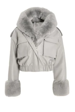 Quiz Jackets & Coats>Faux Fur Bomber Jacket