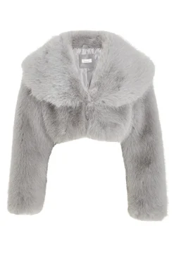 Quiz Jackets & Coats>Faux Fur Cropped Jacket