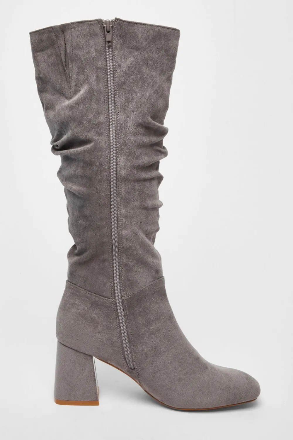 Quiz Occasion Shoes|Heels>Faux Suede Ruched Heeled Boots