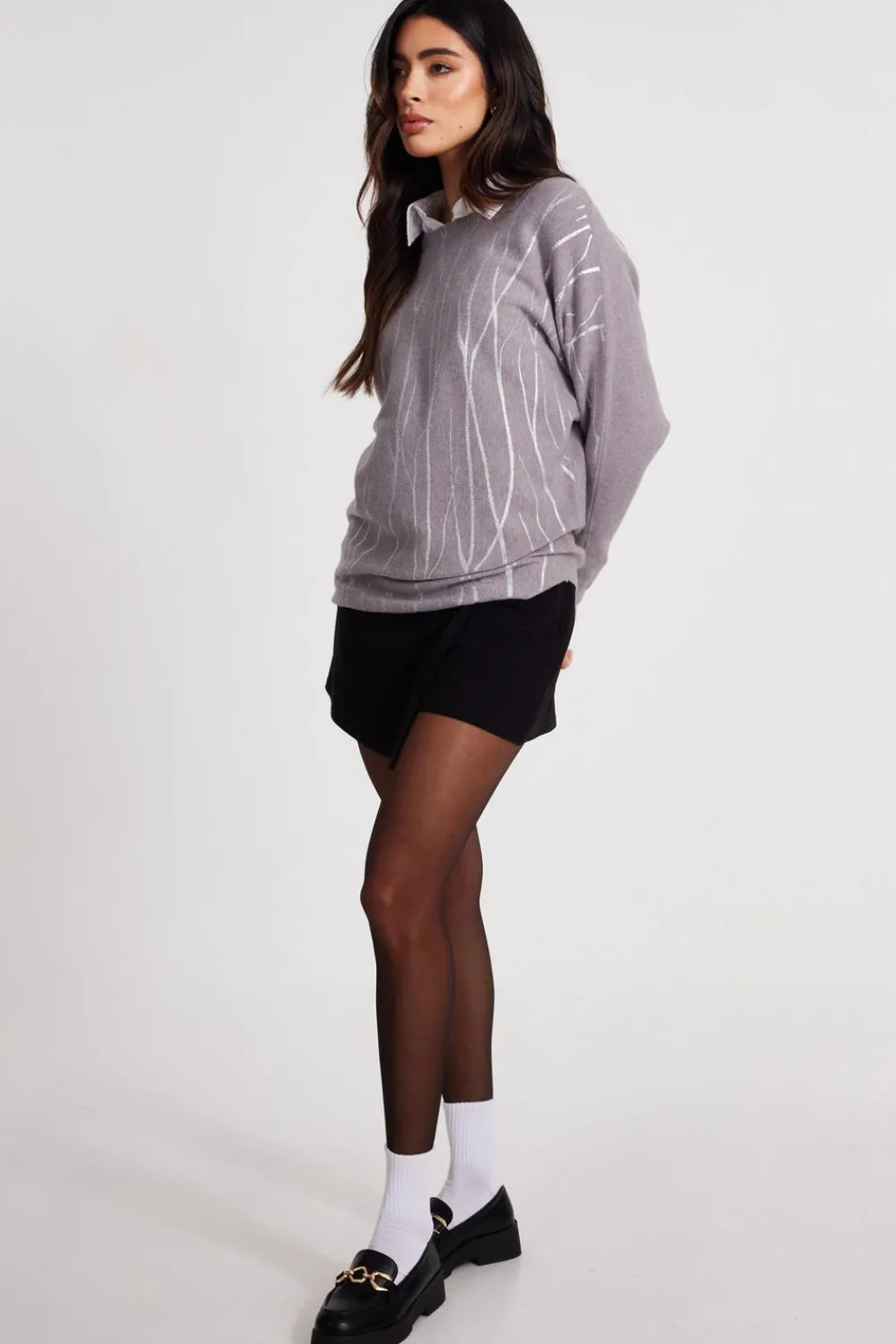 Quiz Knitwear|Jumpers>Knit Foil Detail Jumper