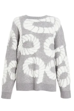 Quiz Knitwear|Casual Clothing>Grey Knit Printed Jumper