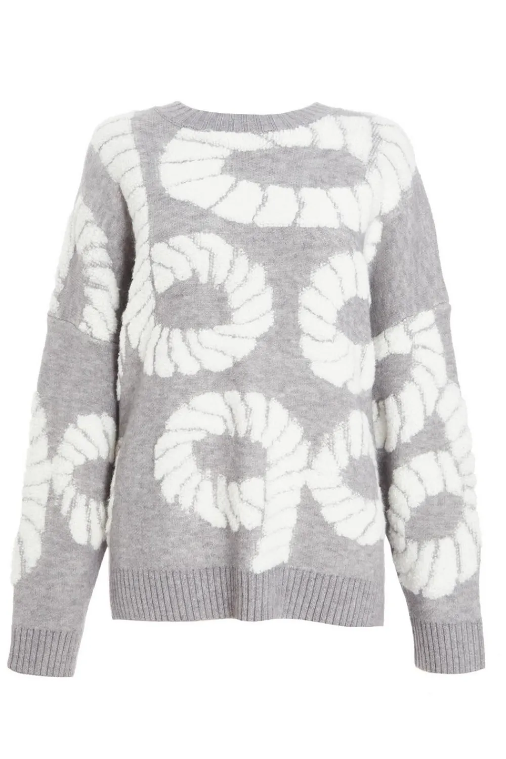 Quiz Knitwear|Casual Clothing>Grey Knit Printed Jumper