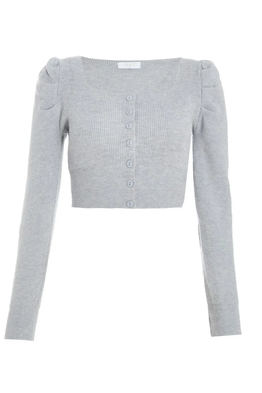 Quiz Knitwear>Grey Knitted Cardigan
