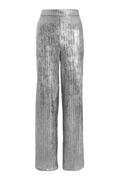 Quiz Trousers|Co-Ords>Grey Metallic Palazzo Trousers