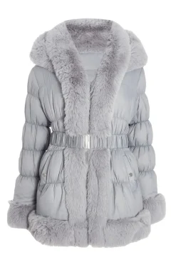 Quiz Casual Clothing>Padded Faux Fur Trim Jacket