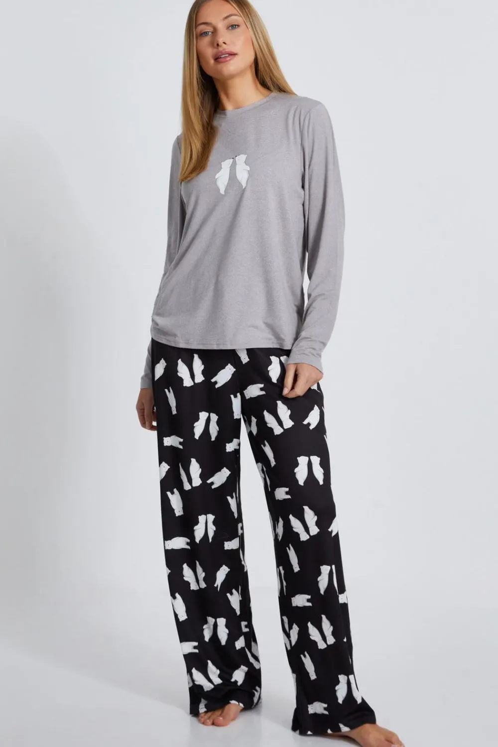 Quiz Nightwear>Grey Polar Bear Pyjama Set