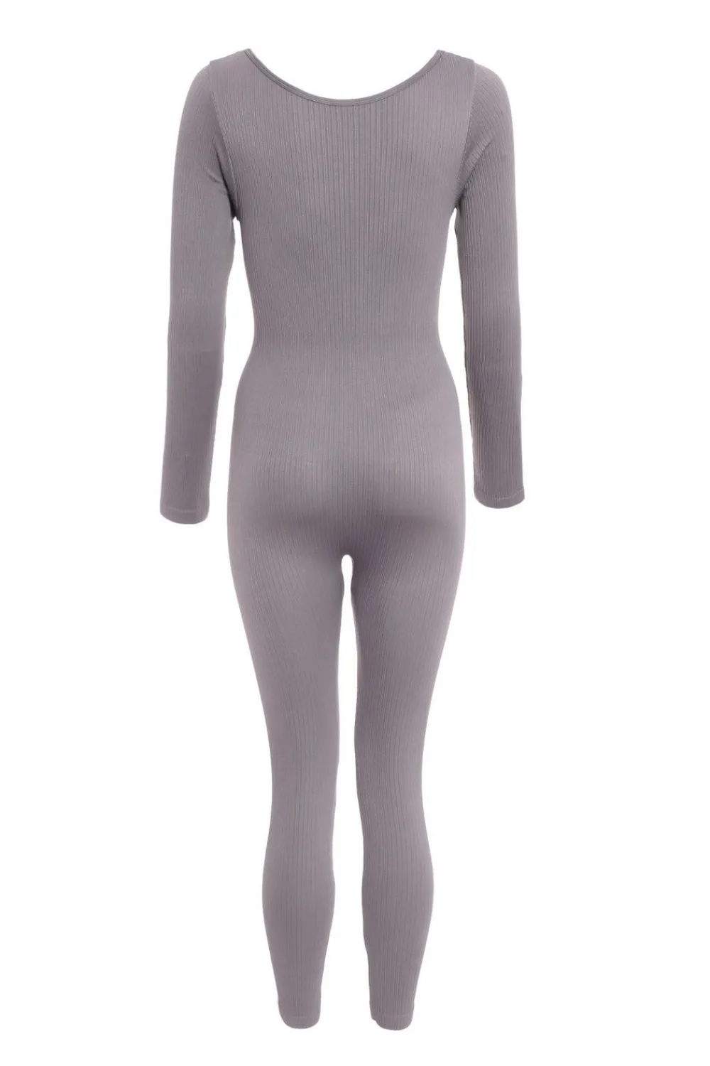 Quiz Jumpsuits|Casual Clothing>Ribbed Long Sleeve Jumpsuit