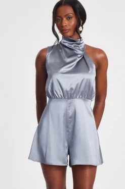 Quiz Playsuits|Jumpsuits>Satin Asymmetric Playsuit