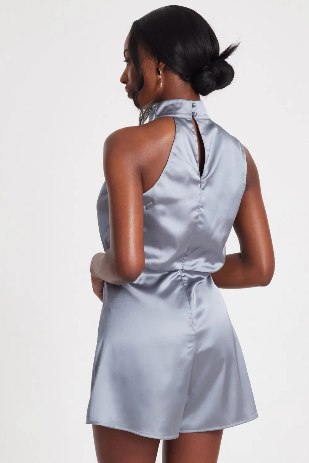 Quiz Playsuits|Jumpsuits>Satin Asymmetric Playsuit
