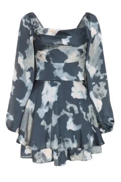 Quiz Playsuits|Playsuits>Grey Smudge Print Playsuit
