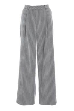 Quiz Workwear|Trousers>Grey Stripe High Waist Trouser