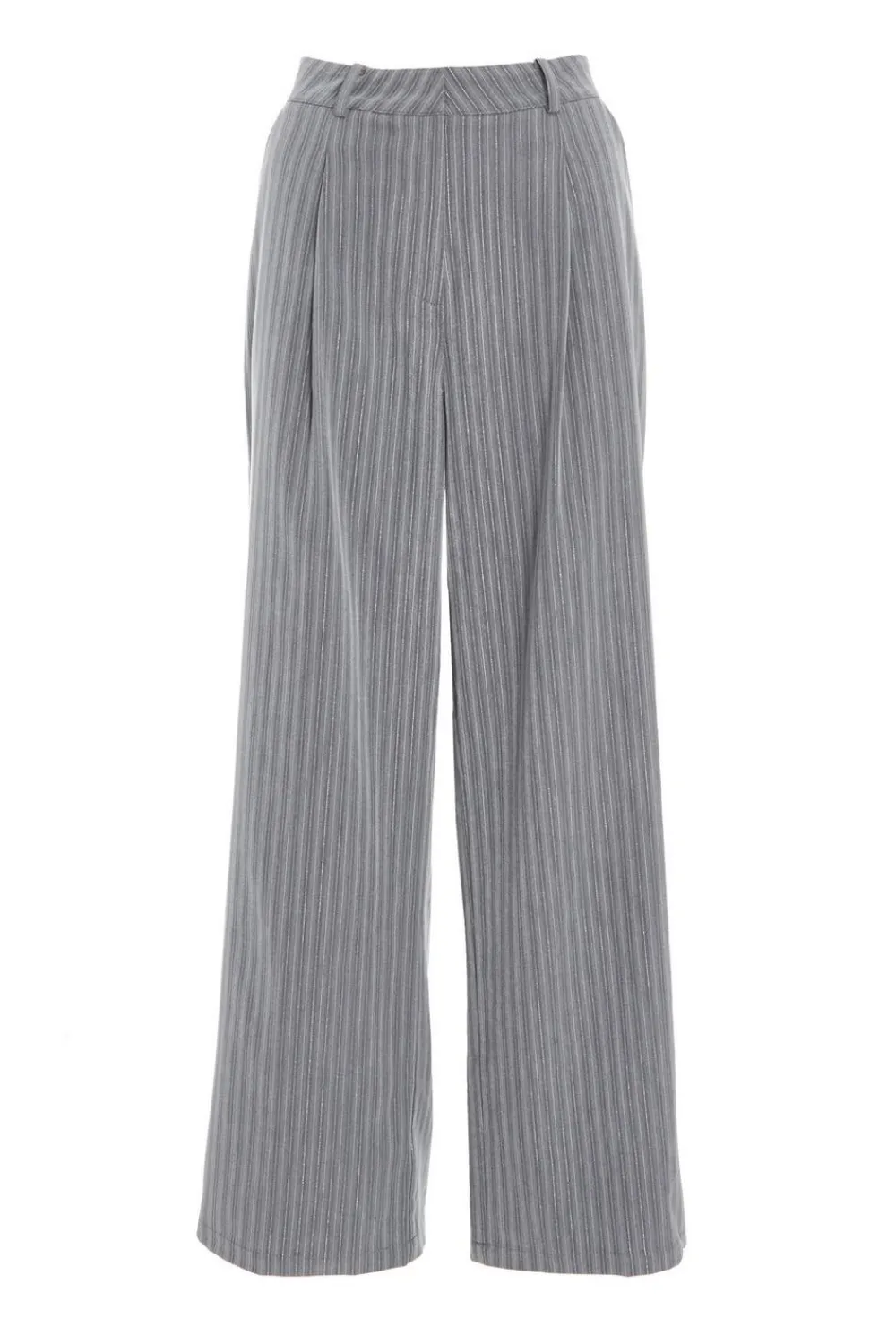 Quiz Workwear|Trousers>Grey Stripe High Waist Trouser