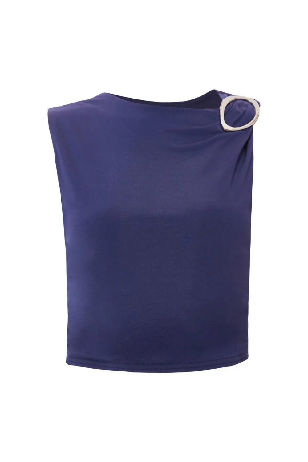Quiz Going Out Tops|Crop Tops>Indigo Buckle Detail Cropped Top