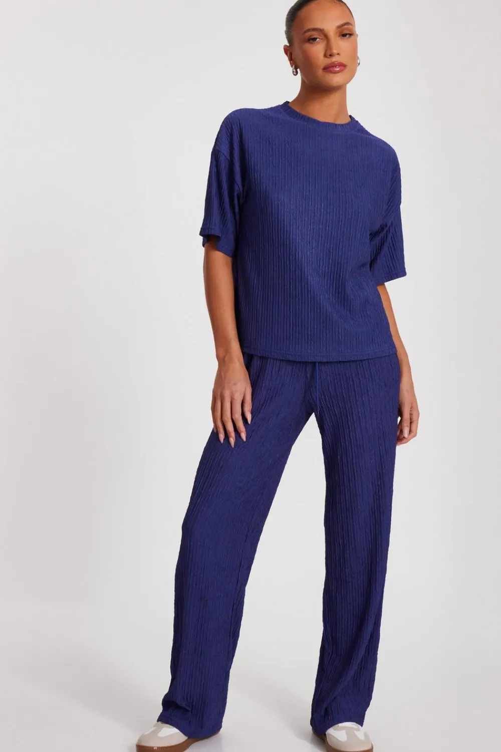Quiz Trousers|Summer Clothes>Textured Palazzo Trousers