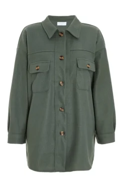 Quiz Jackets & Coats|Casual Clothing>Khaki Button Front Shacket