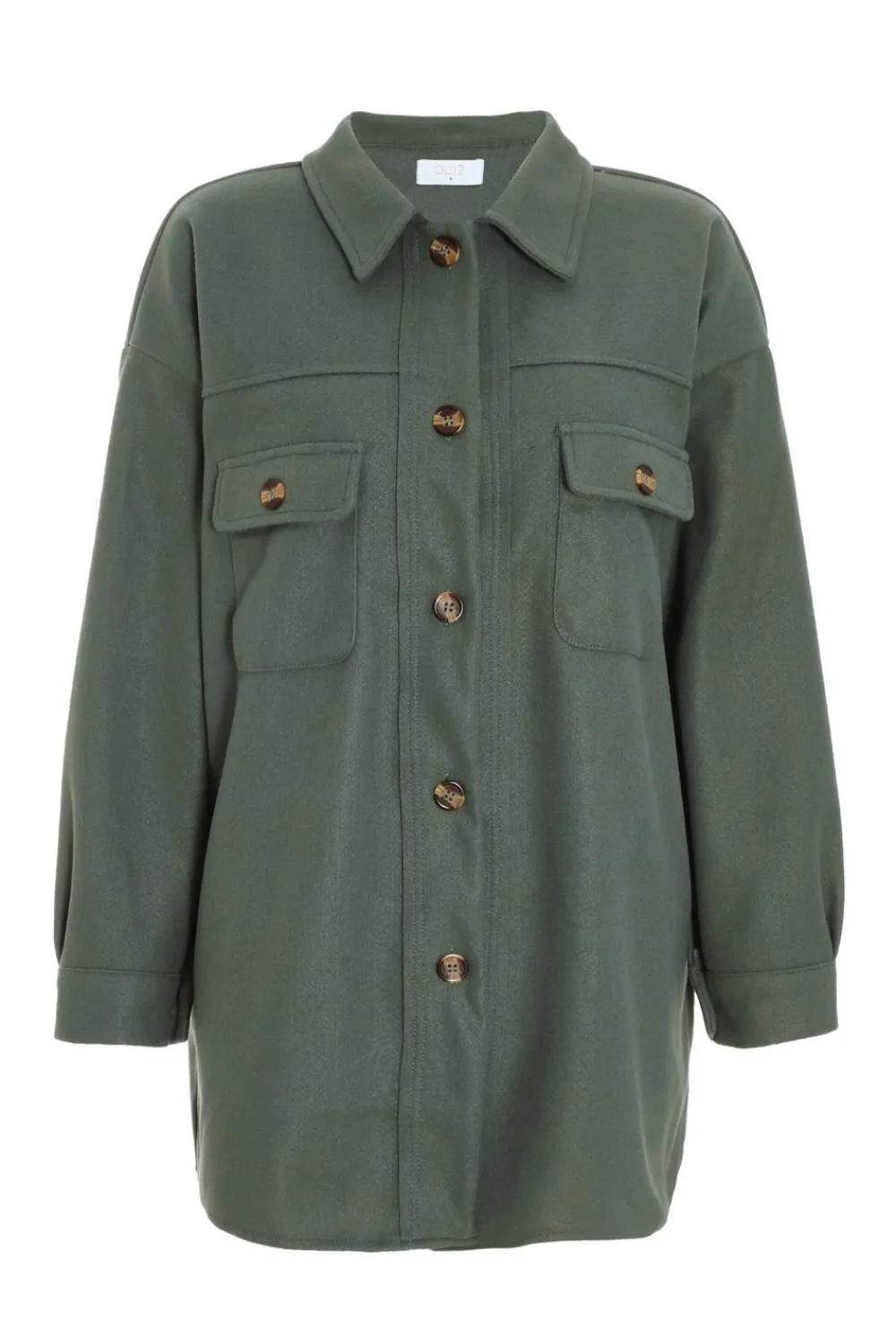Quiz Jackets & Coats|Casual Clothing>Khaki Button Front Shacket