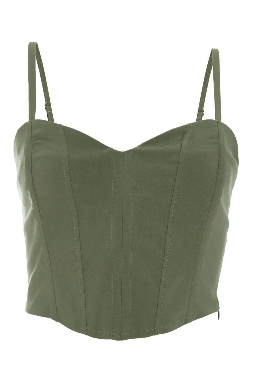 Quiz Summer Tops|Going Out Tops>Khaki Cropped Corset Top