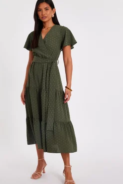Quiz Summer Clothes|Modest>Dobby Tie Waist Midi Dress