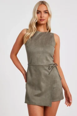 Quiz Playsuits|Playsuits>Faux Suede Playsuit