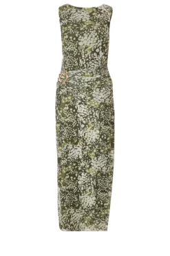Quiz Summer Clothes|Going Out>Khaki Mesh Animal Print Midaxi Dress