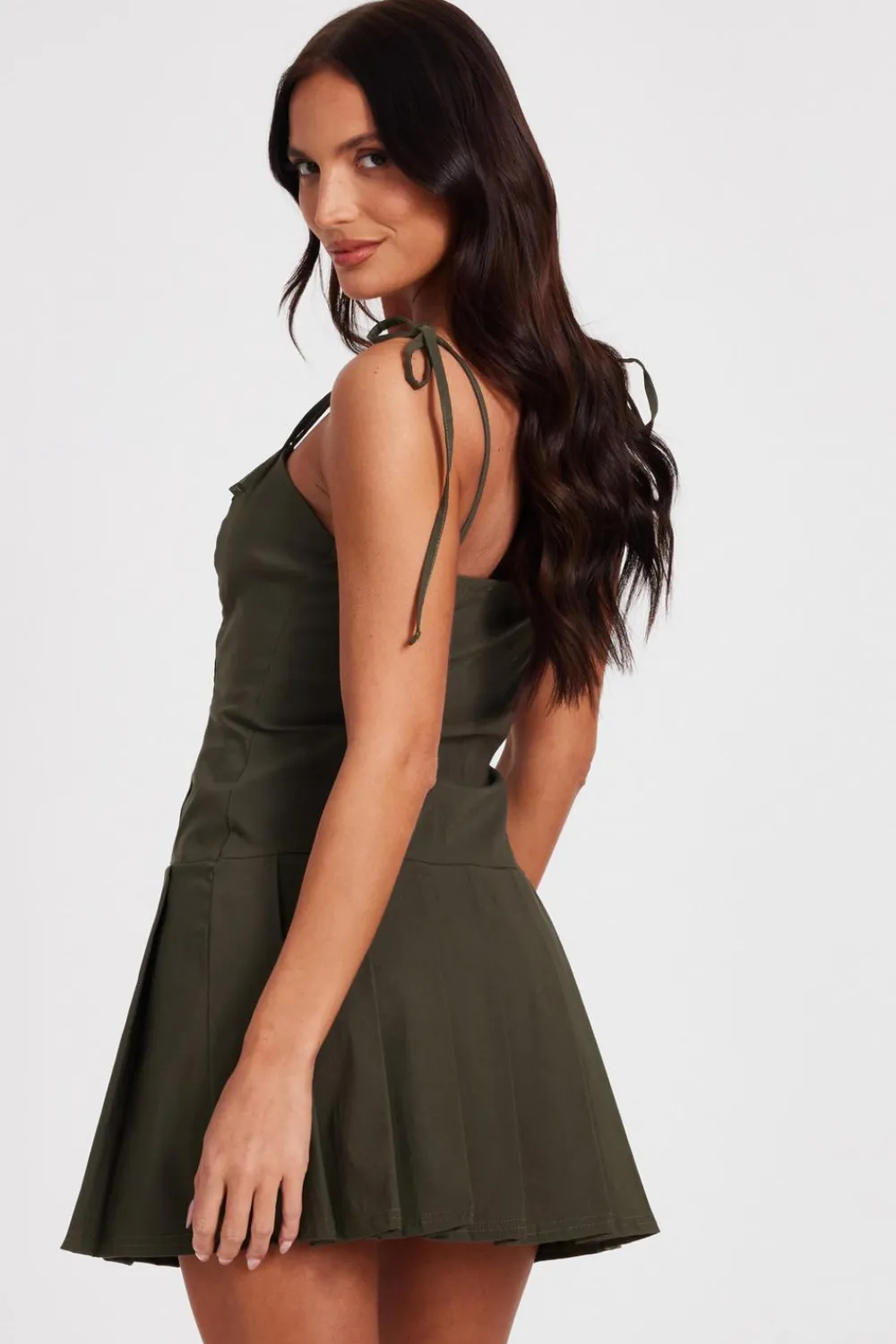 Quiz Holiday|Going Out>Khaki Pleated Mini Dress