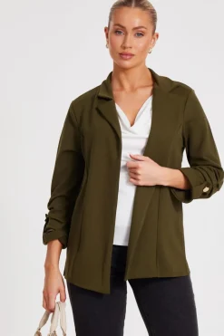 Quiz Workwear|Summer Clothes>Ruched Sleeve Blazer