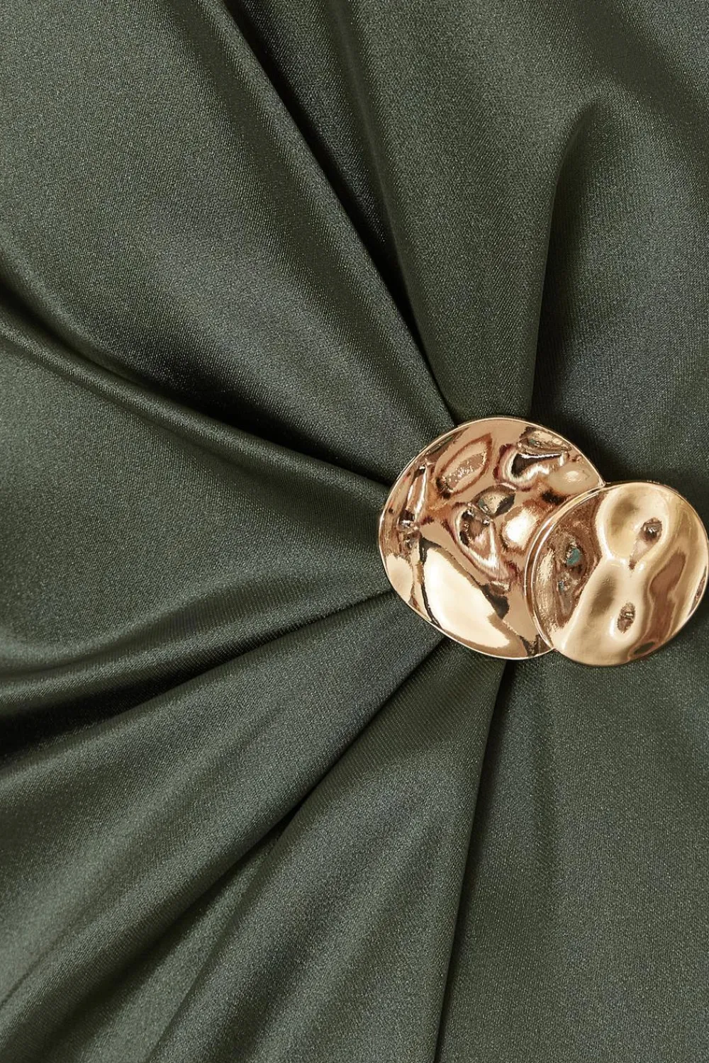 Quiz Evening Dresses|Christening Guest>Khaki Satin Buckle Side Midaxi Dress