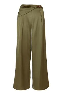 Quiz Trousers|Summer Clothes>Khaki Satin Palazzo Trousers