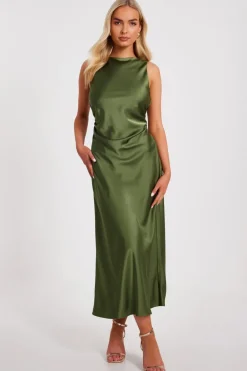 Quiz Day At The Races|Christening Guest>Satin Ruched Midi Dress