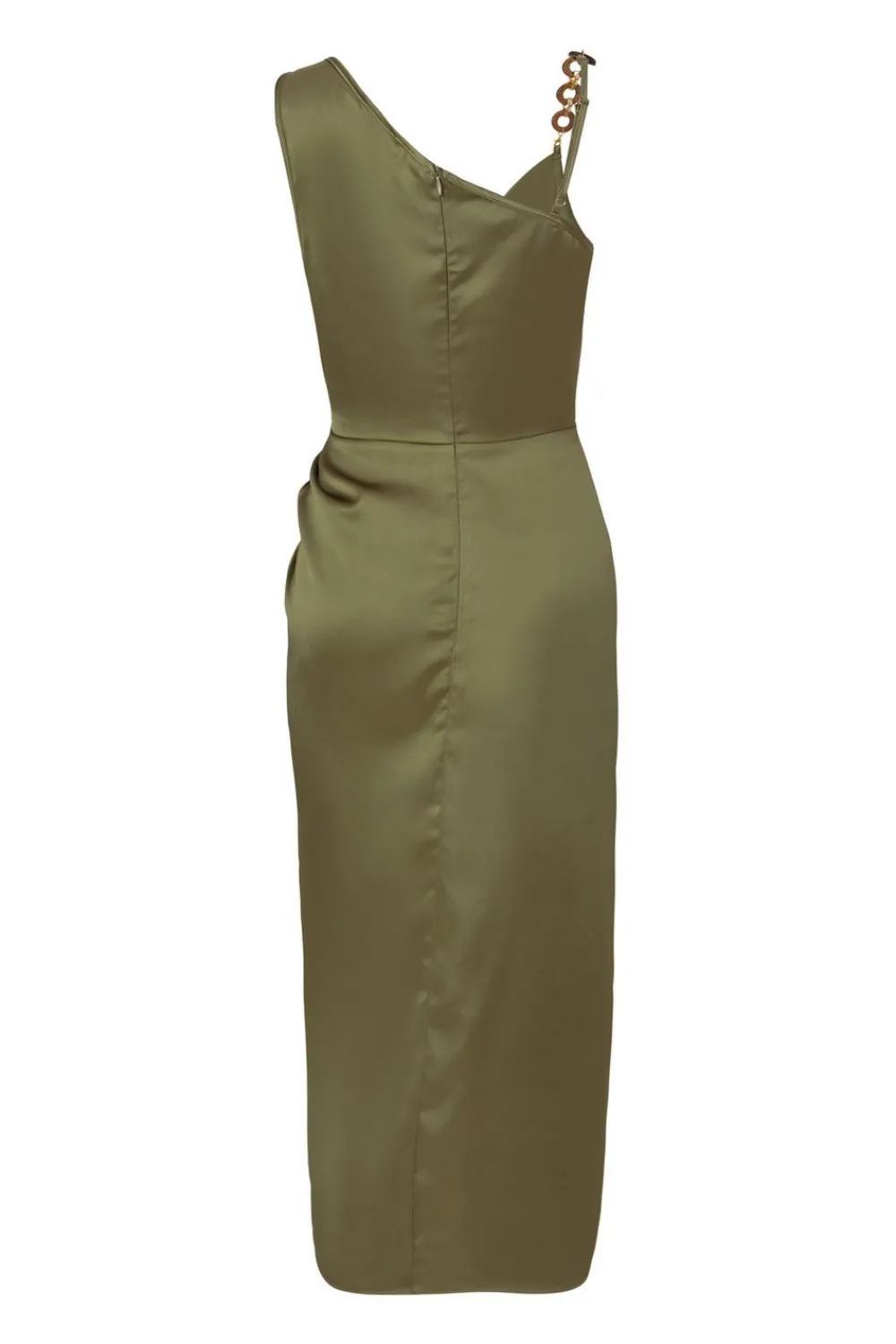 Quiz Day At The Races|Christening Guest>Khaki Satin Ruched Midi Dress