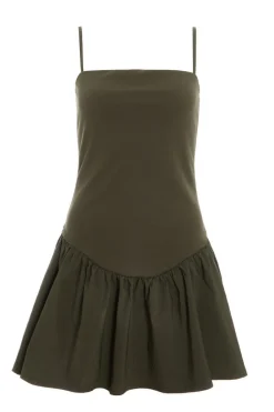Quiz Summer Clothes|Mini Dresses>Khaki Strappy Puff Ball Skater Dress